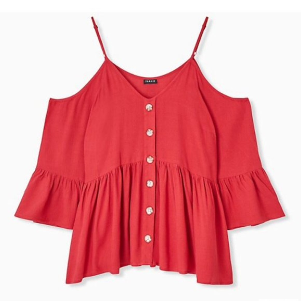 Torrid gauze cold shoulder bell sleeve top size 2